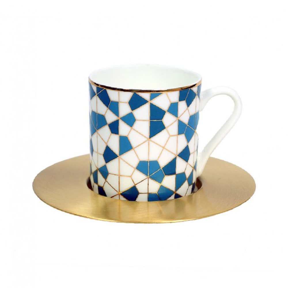 Zarina Geometric Espresso Cup & Saucer - Set of 6