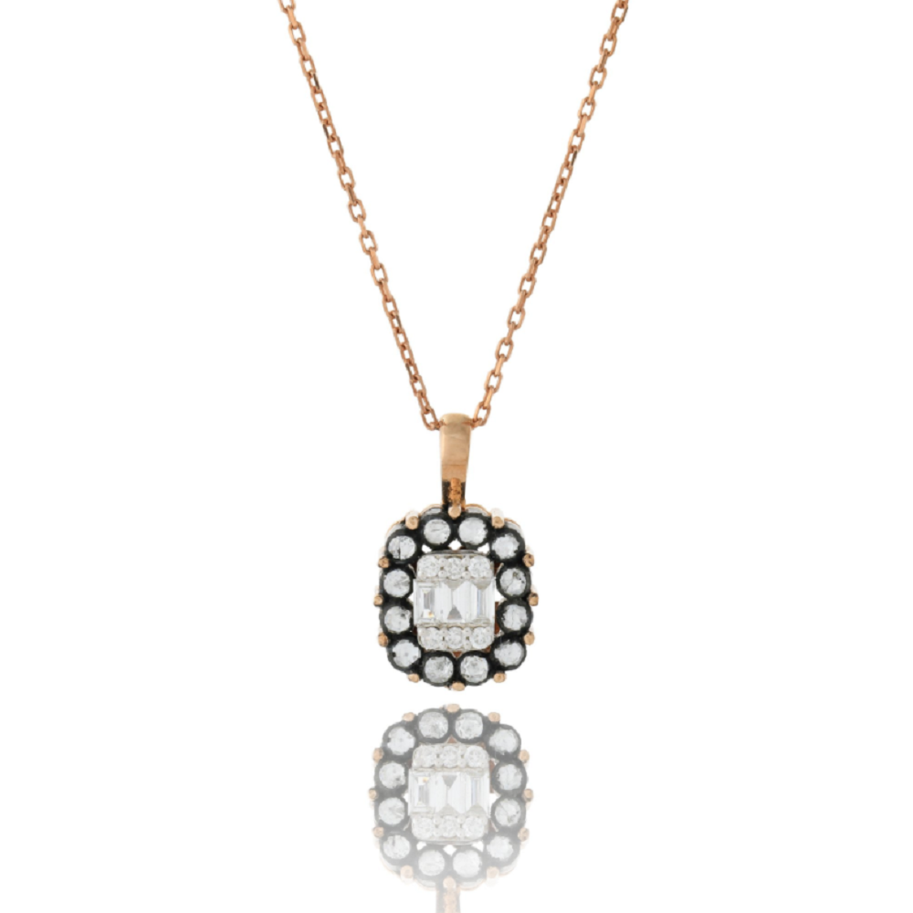 8K Diamond Rose Gold Necklace 