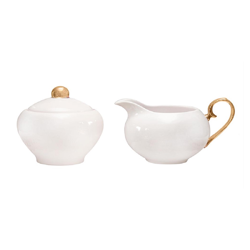 Cristina Re High Tea Collection Signature Sugar Bowl And Creamer Ivory & Gold