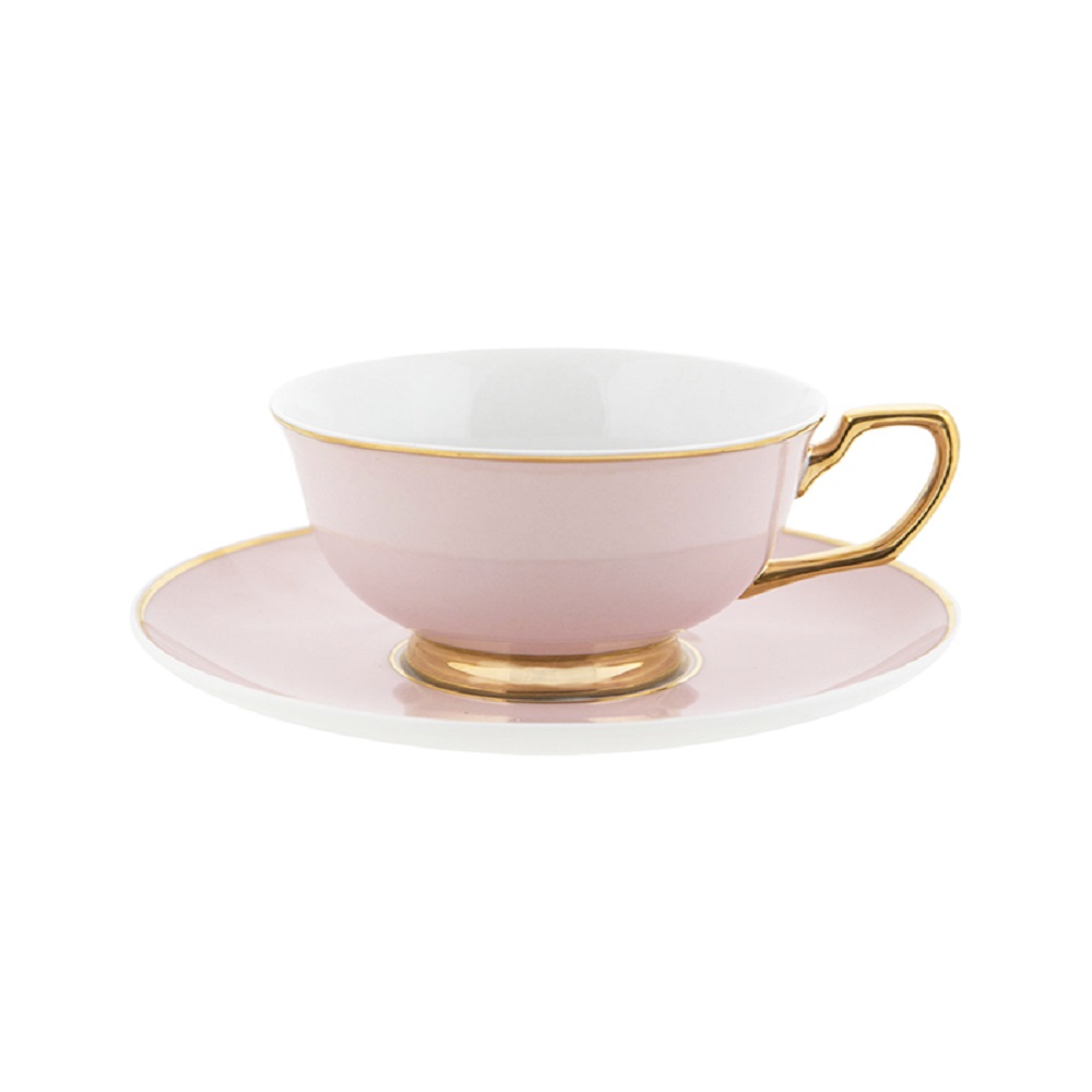 Cristina Re Signature Blush Tea Cup & Saucer Set Pink & Gold