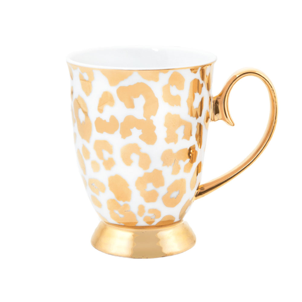 Cristina Re Signature High Tea Collection Mug Louis Leopard White & Gold