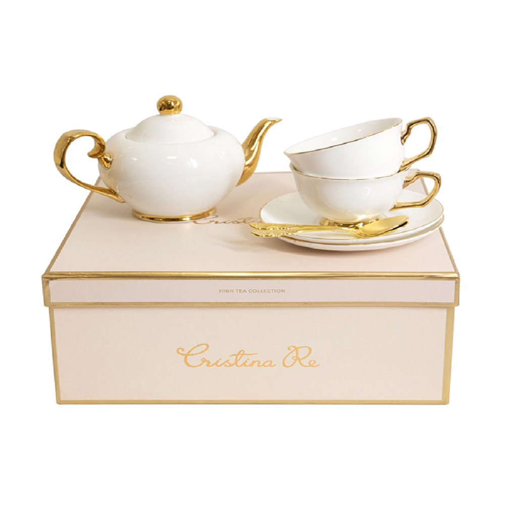 Cristina Re Tea Set for 2 Ivory & Gold