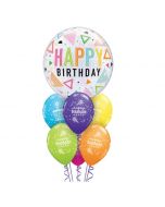 Giant Birthday Rainbow Triangles Bubble Balloon Bouquet (with 6 Balloons)