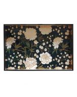 Les Ottomans Lacquered Rectangular Tray - Black Floral