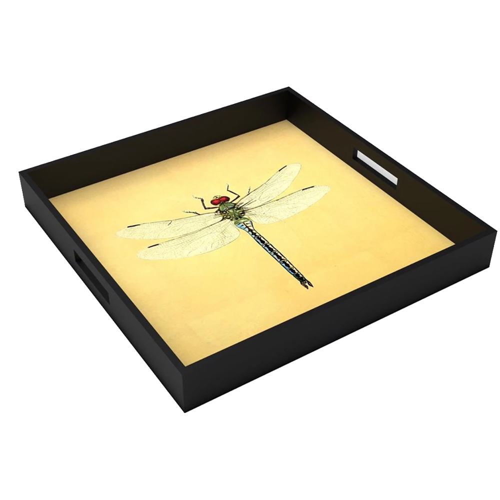 Les Ottomans Lacquered Square Tray - Dragonfly