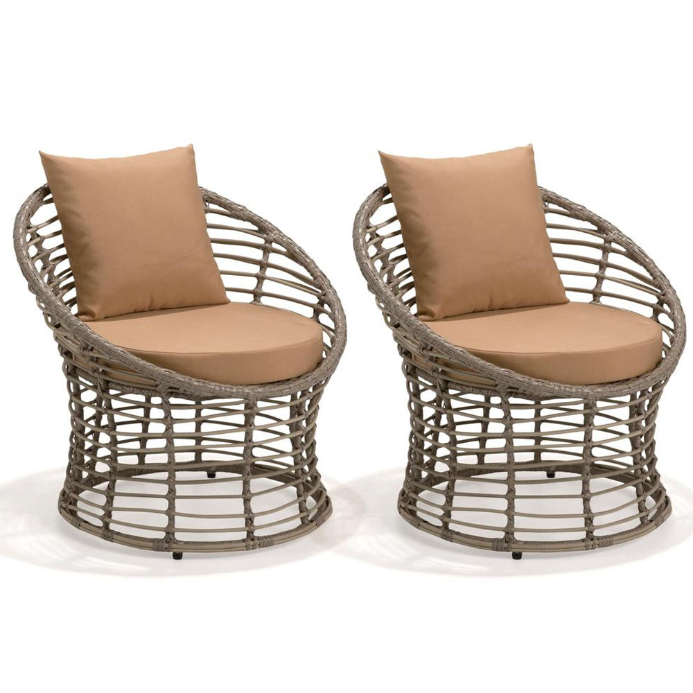 Parma Rattan Chair Set W/Cushions SG Furniture (99 x 32 x 71 cm, 2 Pc.)