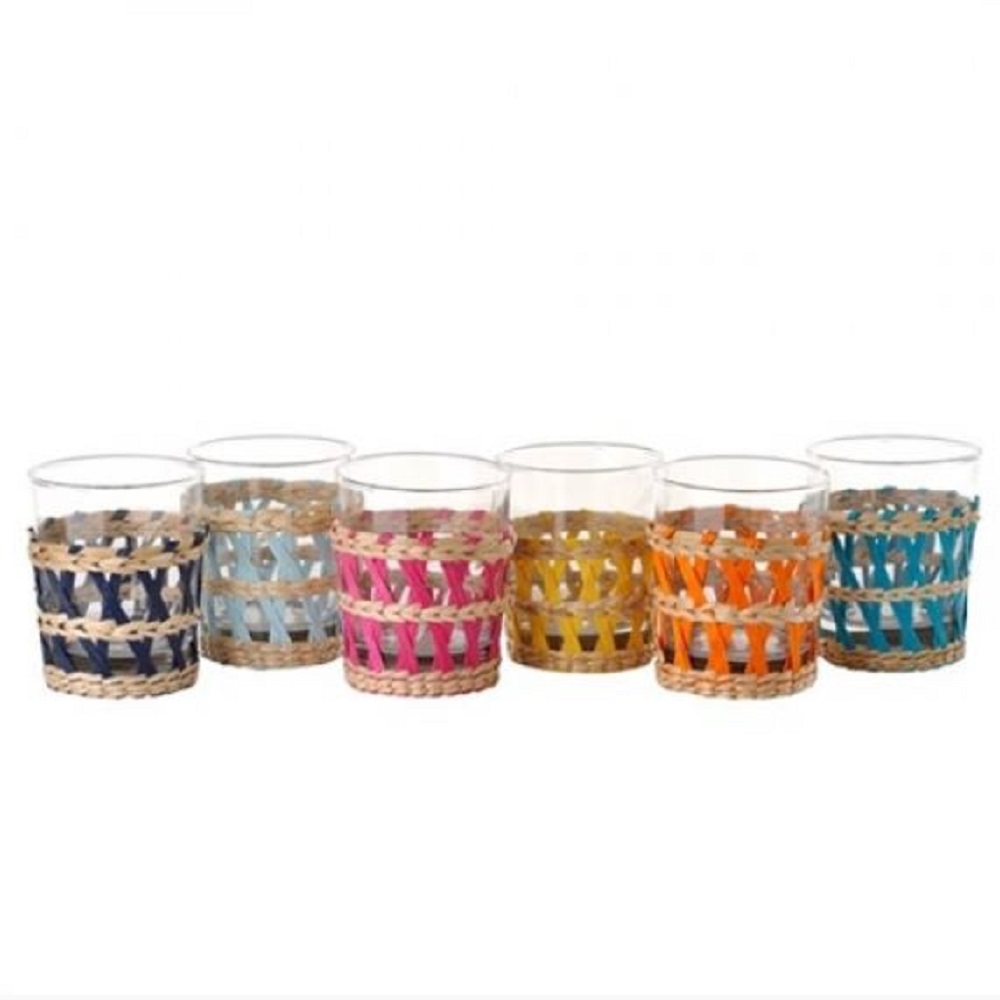 Pols Potten Multicolour Reed Glasses - Set of 6