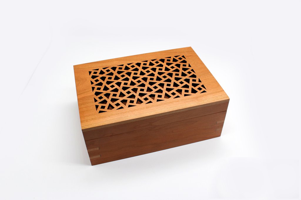 Handcrafted Wood Box with Filigree Arabesque Design