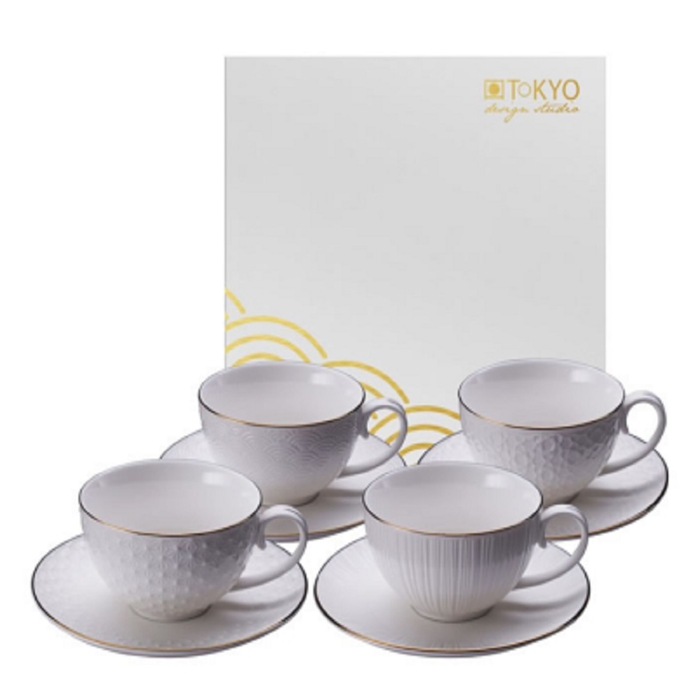 Tokyo Design Studio Tea Cup S4 With Saucer White Gold Rim