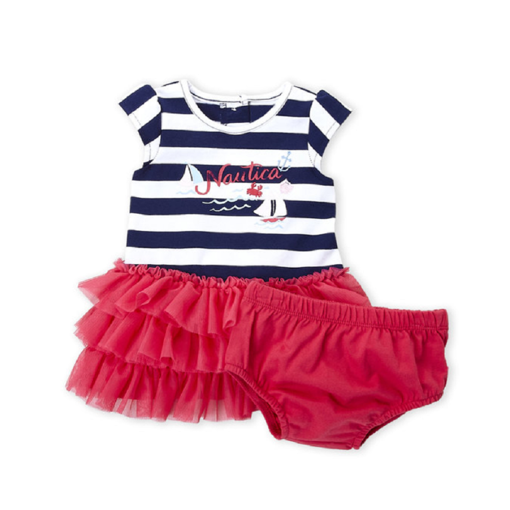 Nautica Two-Piece Stripe Logo Tutu Dress & Bloomers Set - 3-6mos & 6-9mos