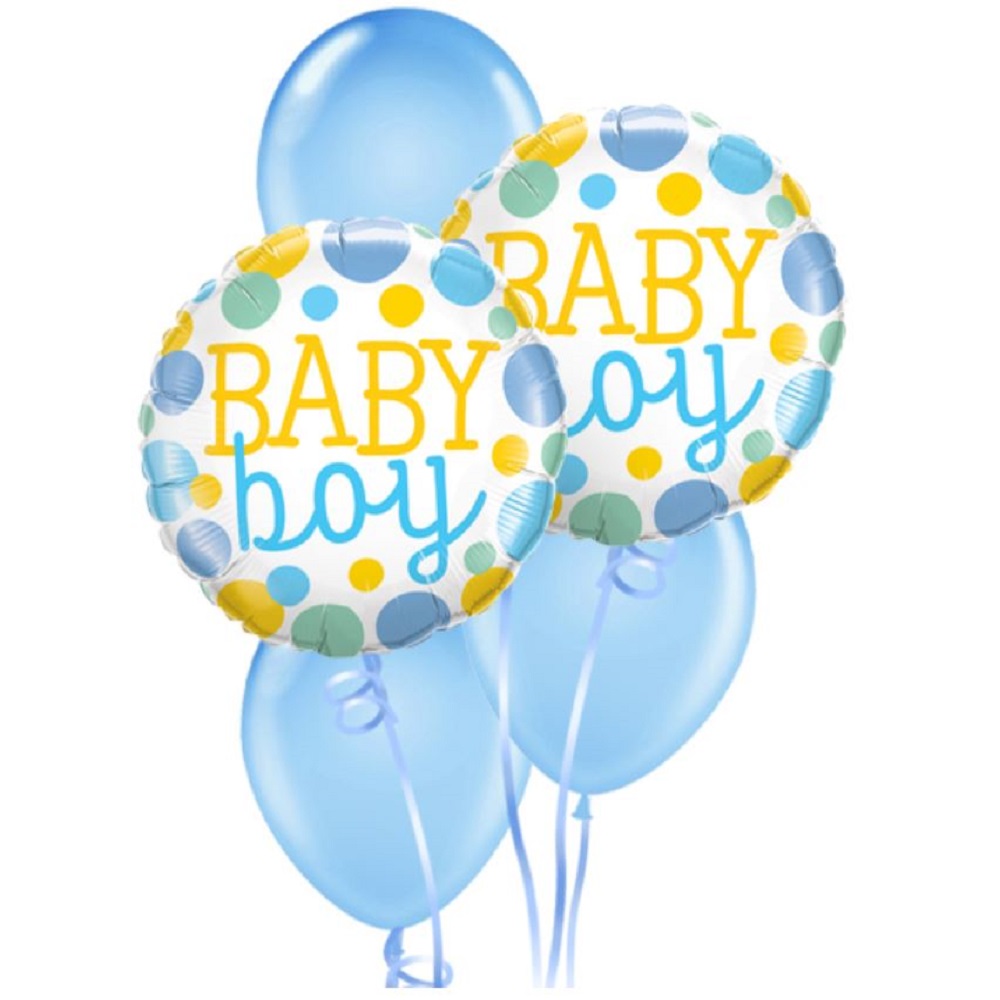 Welcome Baby Boy Dots Balloon Bouquet